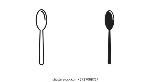 Conjunto de iconos de cuchara. Ilustración vectorial de línea simple