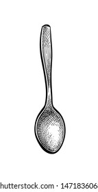 Spoon. Ink sketch isolated on white background. Hand drawn vector illustration. Retro style.