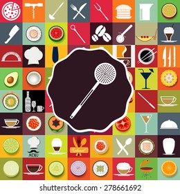 Spoon kitchen with icons of restaurants