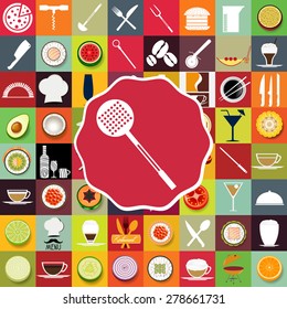 Spoon kitchen with icons of restaurants