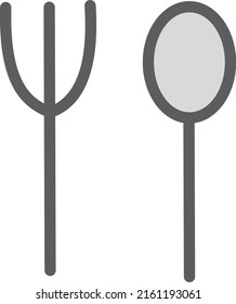 Cuchara y cocina, ilustración, vector sobre fondo blanco.