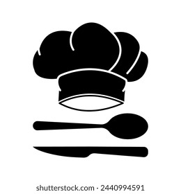 spoon, knife and chef hat icon