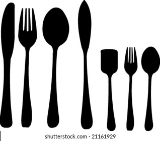 spoon, knife, fish knife and fork vector