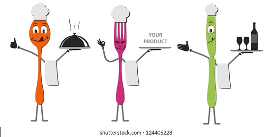 Spoon knife and fork cartoon