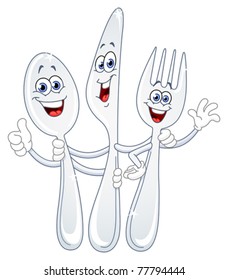 Spoon Knife And Fork Cartoon