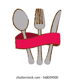 spoon knife fork cutlery icon image vector illustration design 