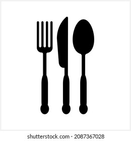 Spoon, knife, fork icon isolated. Stencil vector stock illustration. Table setting. EPS 10