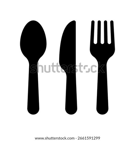 Spoon, knife, and  fork icon. Simple cutlery icon isolated on white background. 