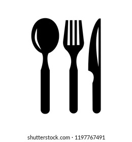 Spoon, Knife and Fork Icon Vector. Food, dining, bar, cafe, hotel, eating concept. Sign Isolated on white background. Trendy Flat style for restaurant menu, graphic design, symbol, EPS 10, Premium