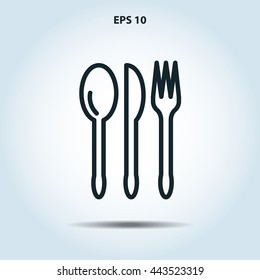 spoon, knife, fork line icon