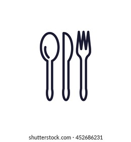 spoon, knife, fork line icon