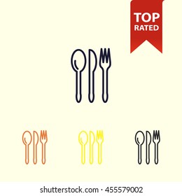 spoon, knife, fork line icon