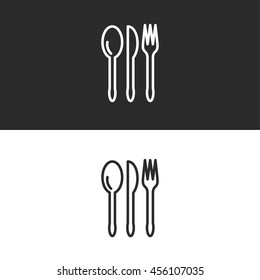 spoon, knife, fork line icon