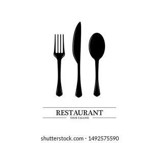 Spoon, knife, and fork logo. Cutlery icon. Restaurant signs. Collection Spoon, knife, fork. Restaurant signs.