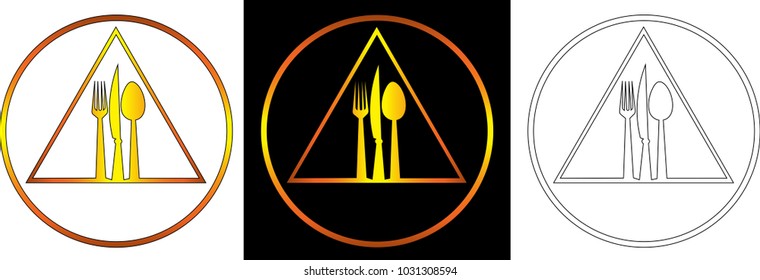 spoon knife and fork on an abstract dish background catering logo