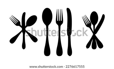 Spoon, knife and fork silhouette, high quality vector