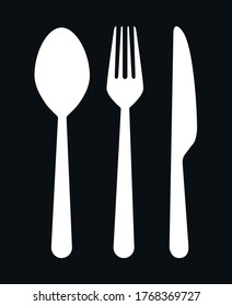 Iconos de cuchara, cuchillo, siluetas de tenedor.