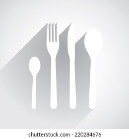 Spoon, knife, fork and teaspoon in flat design