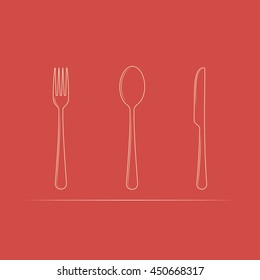 Spoon, knife and fork vector icon
