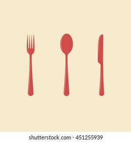 Spoon, knife and fork vector icon