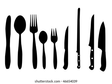 spoon, knife and fork vector illustration for design