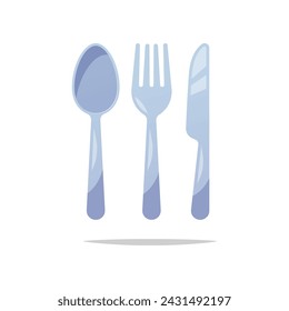 Spoon, knife, fork vector isolated on white background.