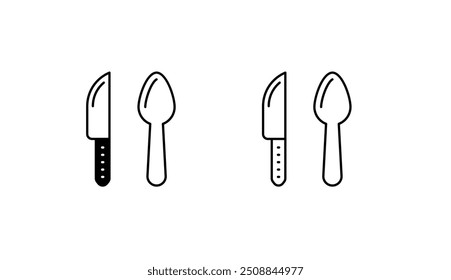 Colher Faca design ícone com fundo branco ilustração stock
