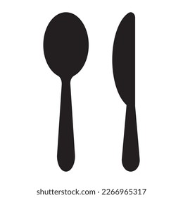 Löffel- und Messersymbol-Flach-Illustration für Restaurant- oder Speiseraum