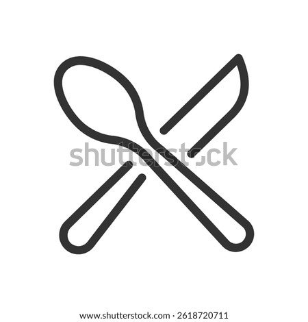 Spoon and knife icon. Representing dining, eating, food, and utensils. Perfect for menus, restaurant websites, or culinary themes