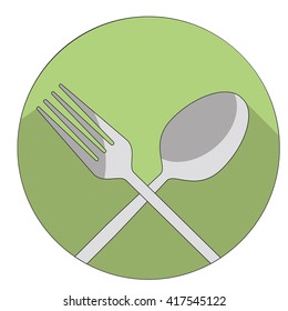 Spoon and Knife Icon with shadow.
