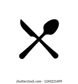 spoon and knife icon vector on white background