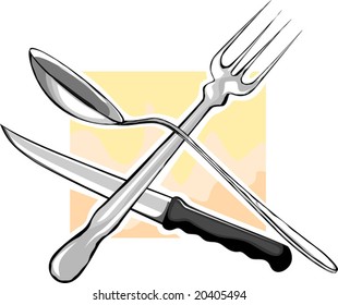 spoon and knife with light colour background	