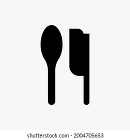 spoon and knife sign on white background. line vector icon