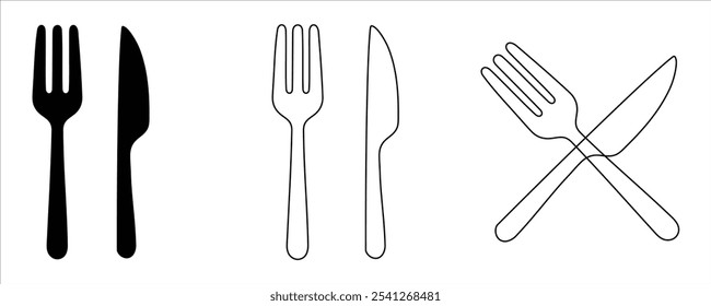 Spoon and knife vector food icon set.