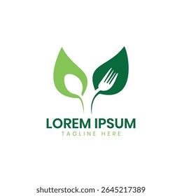 colher folha serviço de alimentos saudável comida negócio logotipo design moderno mínimo