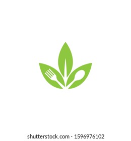 Spoon leaf logo template vector icon design