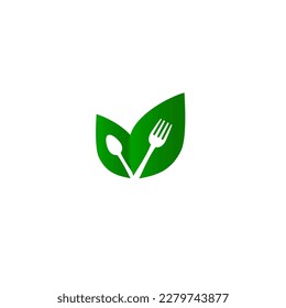 spoon and leaf vector illustration for icon,symbol or logo. suitable for vegetarian logo. healthy food symbol