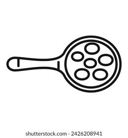 Löffel des Linsensymbol Umrissvektor. Energie der Getreidepflanzen. Speisen kochen