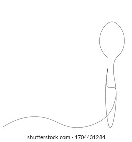 Dibujo de línea de cuchara. Fondo del restaurante, ilustración vectorial
