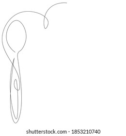  Dibujo de línea de cuchara sobre fondo blanco, ilustración vectorial