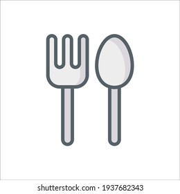 Spoon Line Icon Isolated On White Background