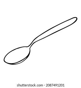 spoon line vector illustration,isolated on white background,top view