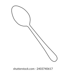 spoon line vector illustration,isolated on white background,top view