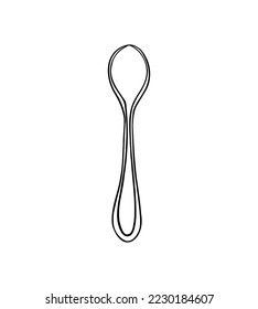 Spoon linear doodle, hand drawing sketch isolated on white background. Kitchen tools collection