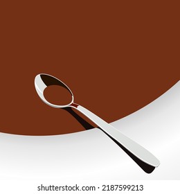 Cuchara con chocolate líquido. Ilustración vectorial de una cuchara en una placa con chocolate líquido. Esbozo para la creatividad.