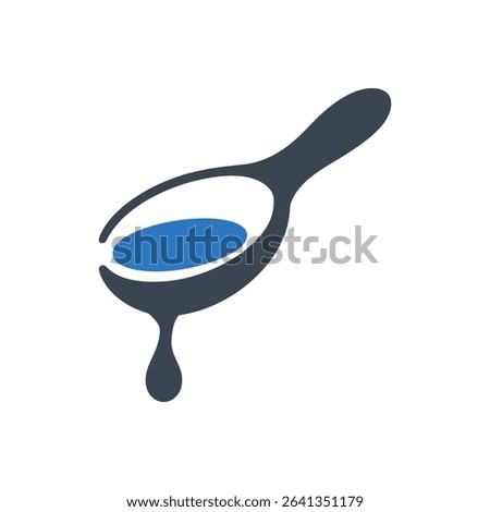 Spoon with liquid dripping icon