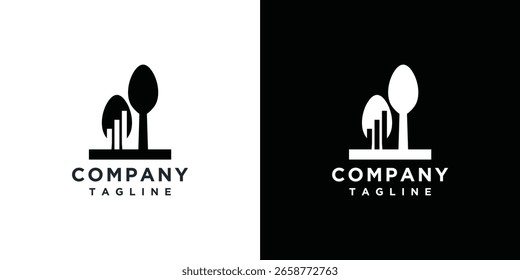 spoon logo design with financial graphics