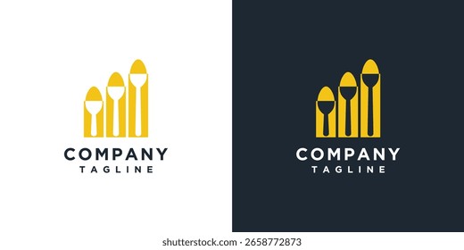 Diseño de logotipo de cuchara con gráficos financieros