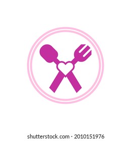 Spoon logo with heart concept design vector