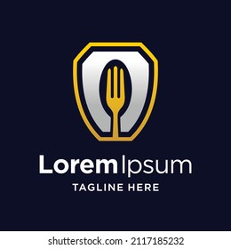 Spoon logo with shield concept